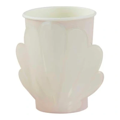 Image of Ginger Ray Mermaid Shell Paper Party Pink Cups for Girls and Teens Birthday Parties
