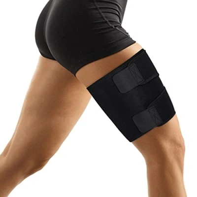Image of supregear Thigh Support, Hamstring Support for Women and Men, Adjustable Compression Sleeve Quadriceps, Sprains, Strains, Pulled Muscles, Sports Injury, Black, L