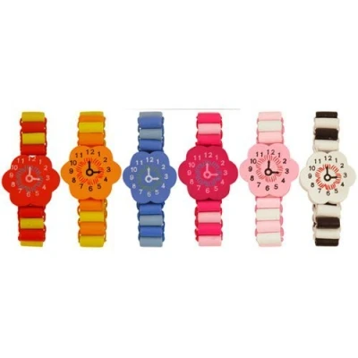 Image of Wooden Bracelet Watch 14cm assorted designs party bag filler