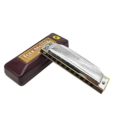 Image of ADIYA Harmonica Suzuki Folkmaster Standard Beginner Diatonic Blues 10 Holes Key of C Musical Gift (Db)
