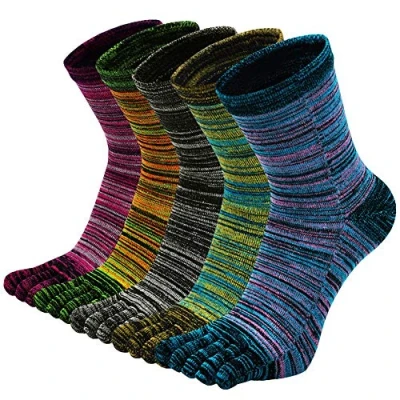 Image of Toe Socks Mens Five Finger Cotton Sports Running Socks, Athlete Crew with for Men, 6 10, 5 Pairs