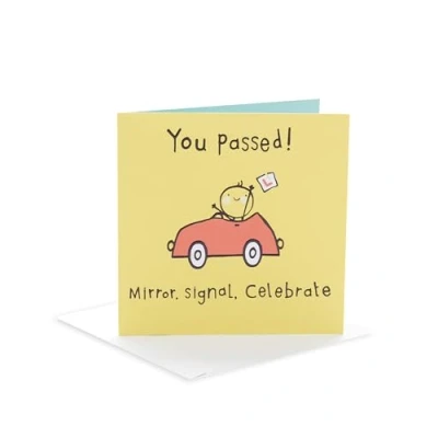 Image of UK Greetings Passed Your Driving Test Card for Him/Her/Friend Mirror. Signal. Celebrate Design