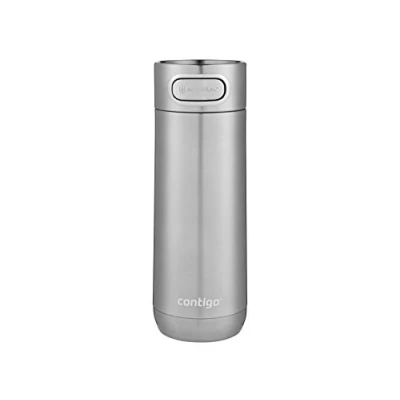 Image of Contigo Luxe Autoseal Travel Mug, Stainless Steel Thermal Vacuum Flask, Leakproof Tumbler, dishwasher safe, Coffee Mug with BPA Free Easy Clean Lid, Steel, 470 ml