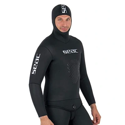 Image of Seac Protection, 8.2 mm neoprene hooded jacket with soft, smooth open cell interior