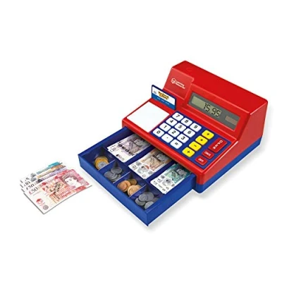 Image of Learning Resources Pretend &amp; Play Calculator Cash Register (UK Currency), Toy for Kids, Till, 47 Pieces, Ages 3+