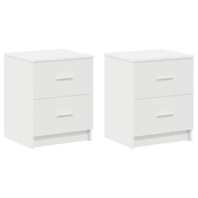 Image of vidaXL bedside cabinets/nighstands white engineered wood bedroom storage with drawers 40x36x50cm