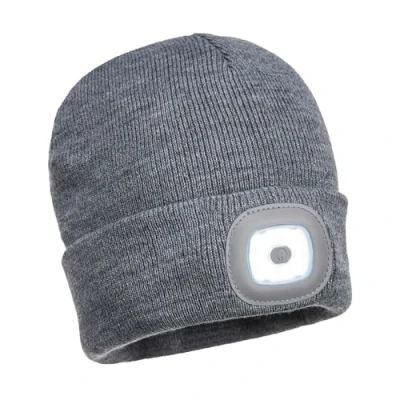 Image of Portwest Beanie USB Rechargeable LED Head Light , Size: One Size, Colour: Grey, B029GRR