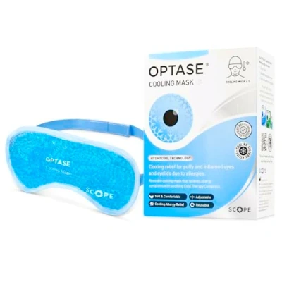 Image of Optase Cooling Mask Reusable to Relieve Allergy Symptoms such as Itchy, Red, Watery Eyes or Puffy and Inflamed Eyelids