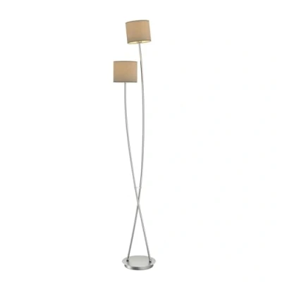 Image of Lucande Floor Lamp &#039;Juljana&#039; (Modern) in Cream Made of Textile for e.g. Living Room &amp; Dining (2 Light Sources, E14) from Standard