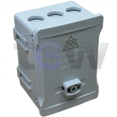 Image of Phase Coloured Henley Style Meter Tails Connection Block 100A 5 Way 2 35mm² Grey