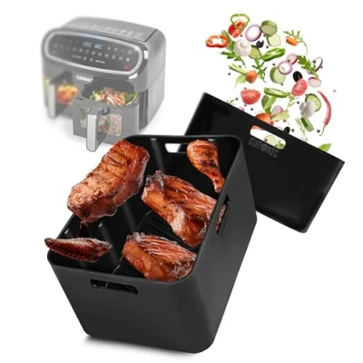 Image of Duronic AFL1 Silicone Air Fryer Liner Reusable NonStick Basket Durable Silicon Liners for AF24/34 Large Drawer Fryers Cooking Roasting Reheating Baking