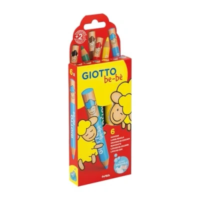 Image of GIOTTO be bè Large Colouring Pencils Set, 6 Assorted Colours, Super Washable, Suitable for Ages 2+, Ideal Children