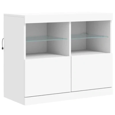 Image of vidaXL Modern Sideboard with LED Lights White, Engineered Wood Furniture, Ample Storage, Decor Display, Living Room Furniture