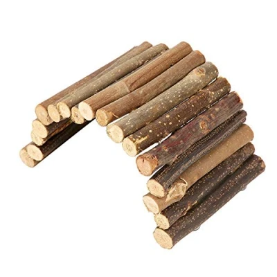 Image of Zerodis Hamster Bridge, Wooden Ladder Chew Bridge Toy Reptile Hiding House Fence Climbing for Lizard Tortoise Hedgehog Small Animal (M)