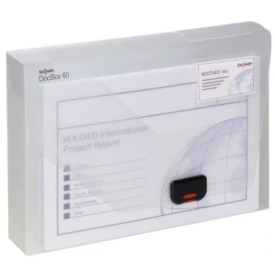 Image of Snopake A4 DocBox Clear 60 mm Box File with Push Lock (Pack of 1) Ref 12871