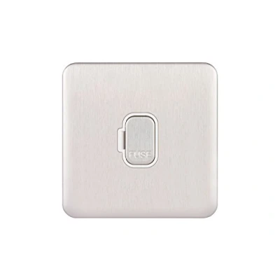 Image of Schneider Electric Lisse Screwless Deco Unswitched Single Fused Connection Unit, 13A, GGBL5000WSS, Stainless Steel with White Insert