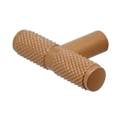 Image of Decoranddecor Aurelia Knurled Round Kitchen Cupboard Handles T Bar Cabinet Furniture Knobs for Cupboards &amp; Draws Bronze 50mm Single Hole Knob