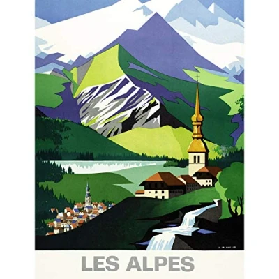 Image of Jacquelin Alps Mountains French Railway Advert Large Print Poster Wall Art Decor Picture
