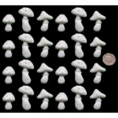 Image of 24 x Edible 3D Mushrooms Set icing toppers, cake cupcakes decorations (Bespoke)