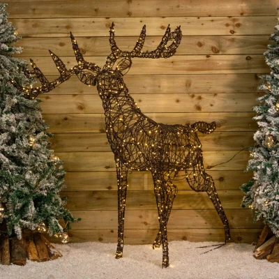 Image of 1.66m Light up Brown Christmas Standing Stag with 440 White &amp; Warm LEDs