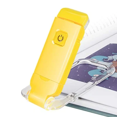 Image of HONWELL LED Book Lights, Rechargeable Reading Light Clip on Books for in Bed, Soft Eye Care Light, 2 Brightness Settings Protection, Dimmable Lamp Kids,Yellow