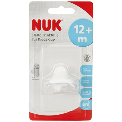 Image of NUK 10255311 Hard Drinking Spout for Kiddy Cup, Bite Resistant, Smooth and Leak Proof, from 12 Months, BPA White