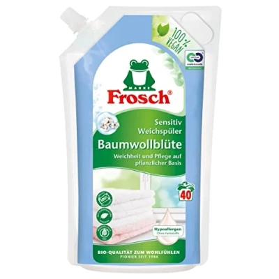Image of Frosch Cotton Blossom Senstiv Fabric Softener, Hypoallergenic, No Dyes, 40 Washes, Pack of 1 (1 x 1000 ml)