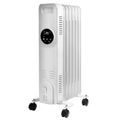 Image of Daewoo Oil Filled Radiator, 1500W, Ideal For Small To Medium Rooms, Enhanced Safety Features, Timer And Adjustable Thermostat, LED Display Remote Control, Portable With Cord Storage, White