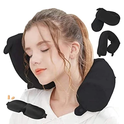 Image of Hxcxrst travel Pillow Twist memory Foam Neck support Pillow, used for neck, chin, waist and leg suitable home travel, airplanes, buses, trains，Adjustable, Bendable Roll