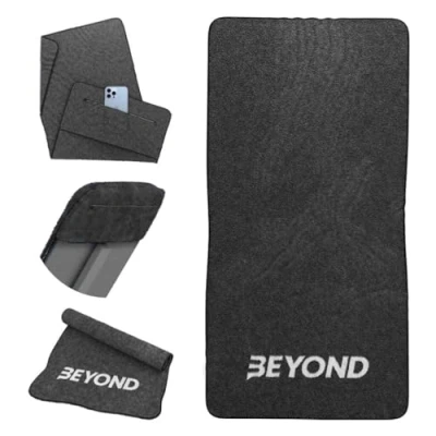 Image of Beyond Gym Towel with Zip Pocket Cotton, High Absorbent for Crossfit Weightlifting and Running Black