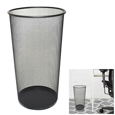 Image of ARA CHOICE Colorful Large Metal Waste Paper Rubbish Mesh Bin Dustbin Office Bedroom Desk Litter and easy to use Recycling for Home Multi Colour (Black)