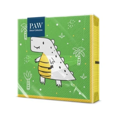 Image of PAW Napkins 3 Ply (33 x 33 cm) 20 Pieces Perfect for Children&#039;s Birthdays Parties, picnics, Tea Parties Colorful Paper Color: Hello Dino