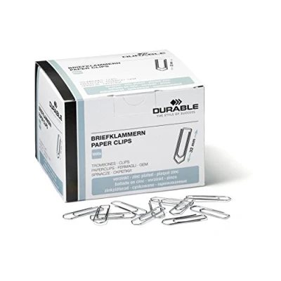 Image of Durable Paper Clips 32mm Zinc Plated Box of 1000 For Keeping Important Documents Safely Together Made in Germany