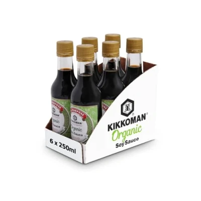 Image of Kikkoman Organic Soy Sauce, 250ml, (Pack of 6), Naturally Brewed
