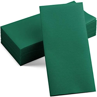 Image of 50 Pack Disposable Linen Feel Green Napkins, 12&quot; x 17&quot; Cloth Like Paper Dinner Napkins For Christmas, Wedding, Bathroom, Party Or Event