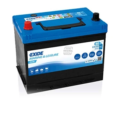 Image of 678Marine Starter battery EXIDE ER350 12V 80Ah 510A B0, DUAL Lead acid BMW: 3 Coupe, Touring, MERCEDES BENZ: C Class Coupe