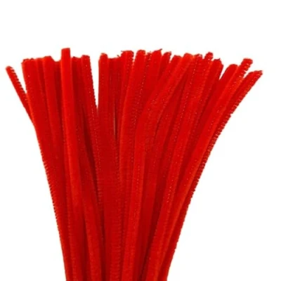 Image of Sequential 50 Red Pipe Cleaners for Craft 30cm x 6mm, Chenille Stems Arts &amp; Crafts Kids, School Crafting Projects
