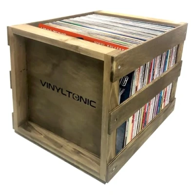 Image of Vinyl Tonic VT31T Stackable LP Storage Crate (Teak)