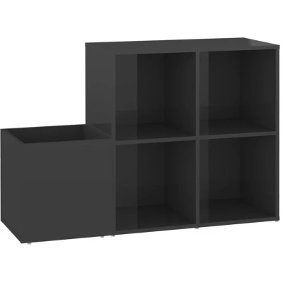 Image of vidaXL Hall Shoe Cabinet High Gloss Grey 105x35.5x70 cm Engineered Wood