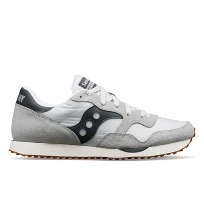 Image of Saucony DXN Trainer Unisex Trainers, Size: 6, Grey/dark grey Leather and textile