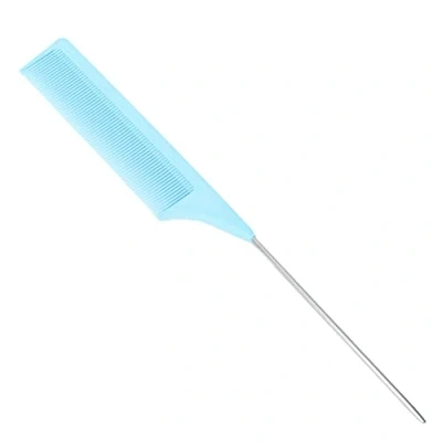 Image of Hair Comb, Rat Tail Combs Barber Steel Stylist Fine for Hairdressing(blue)