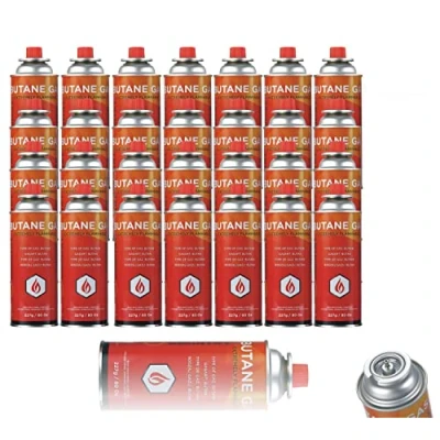 Image of Pilot Imports BUTANE GAS BOTTLES CANISTERS FOR COOKER HEATER BBQ (Pack of 28)