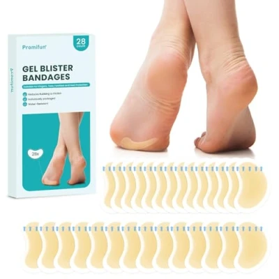 Image of 28 Pieces Blister Plasters Invisible Hydrocolloid Gel Bandages for Heel, Foot, and Toe Waterproof Cushion Pads Skin Protection Fast Healing（Spot Pack）