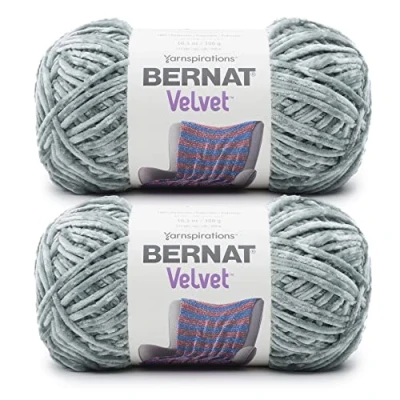 Image of Bernat Velvet Smokey Green Yarn 2 Pack of 300g/10.5oz Polyester 5 Bulky 315 Yards Knitting/Crochet