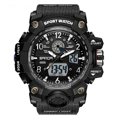 Image of AIMES Mens Watches Sports Outdoor Waterproof Military Watch for Men Tactical Analog Digital Date Alarm Stopwatch Multi Function Tactics Big Face Wristwatch Men, black white 3169, Sport