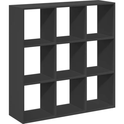 Image of vidaXL Room Divider Bookcase Black Engineered Wood, 9 Compartments, 102 x 29 103.5 cm, Modern Bookshelf/Storage Unit