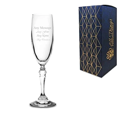 Image of Personalised Engraved Champagne Charleston Flute 6oz (17cl) 21st Birthday Gift Anniversary Wedding