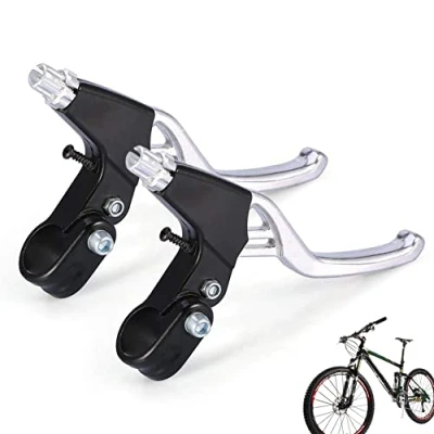 Image of 1 Pair Bike Brake Levers, Universal Aluminum Alloy Bicycle Handle, Cycling Level Handles Lever Set for Most Bicycle, Road Bike, Mountain (Silver)