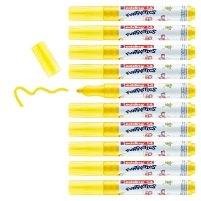 Image of edding 14 FUNTASTICS 10 colouring pens for children yellow round nib 3 mm fun on light coloured paper and card washable from skin textiles