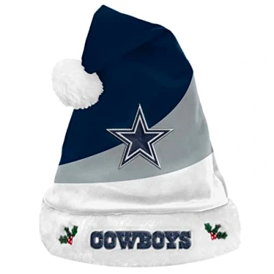 Image of FOCO Dallas Cowboys NFL 2021 Colorblock Santa Hat One Size